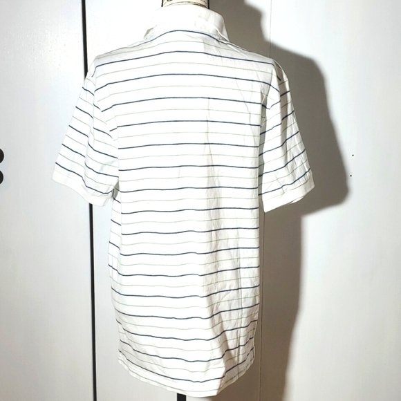 Chaps- Mens White Polo Blue & Geen Pinstripes Sz.Large - Picture 2 of 3